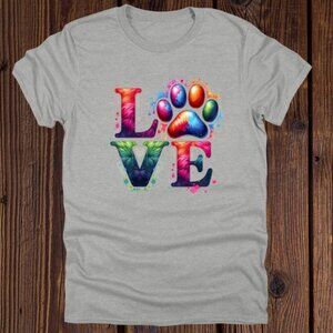 Love Dog Paw - Bella & Canvas - Gray - BRAND NEW